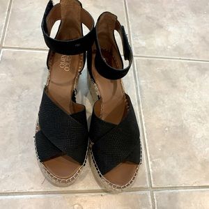 Franco Sarto wedges, 9 1/2, leather, black